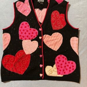 Adorable Berek 2 by Takako Sakon Women’s Heart Patterned Black Vest